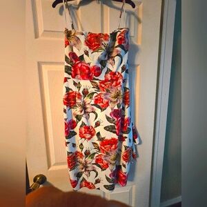 Chiara Boni LaPetite Robe ruffle floral bodicom dress. size US 10. made in Italy